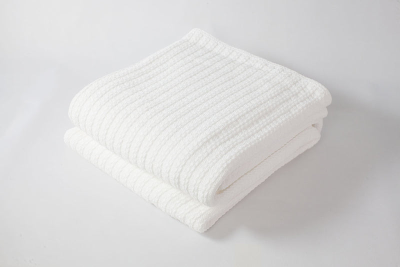 Cable Knit Baby Blanket Bright White