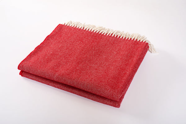 Merino Wool Collection Throw in Crimson