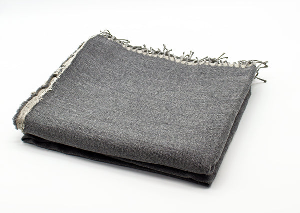 Linen/Merino Wool Reversible Throw in Grey