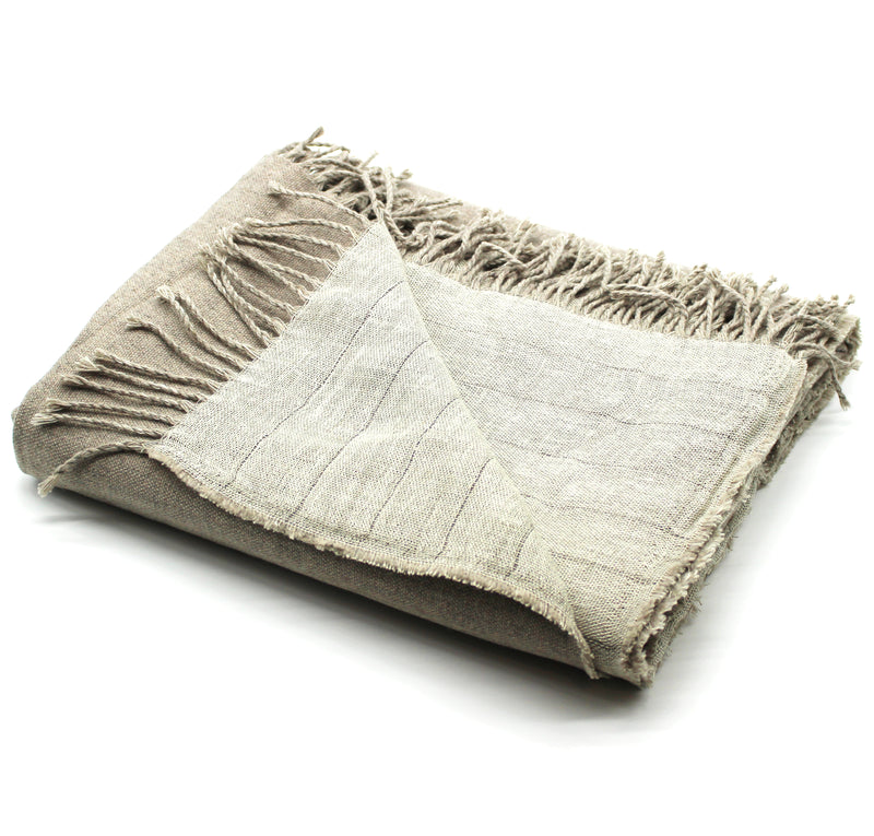 Linen/Merino Wool Reversible Throw in Linen