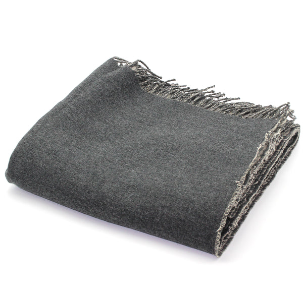 Linen/Merino Wool Reversible Throw in Charcoal