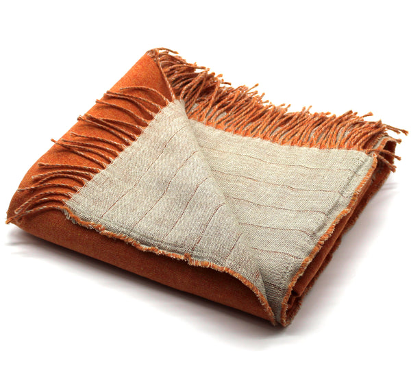 Linen/Merino Wool Reversible Throw in Orange