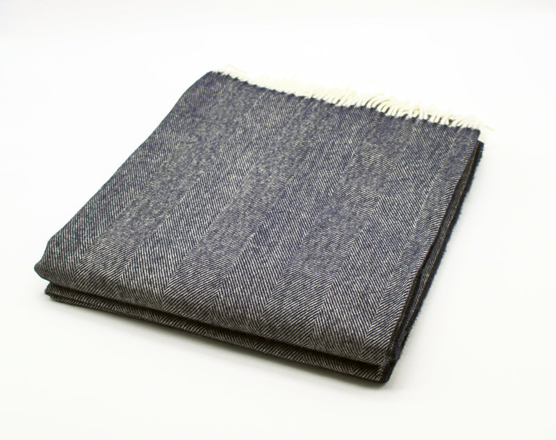 Merino Lambswool Collection Bed Throw in Indigo