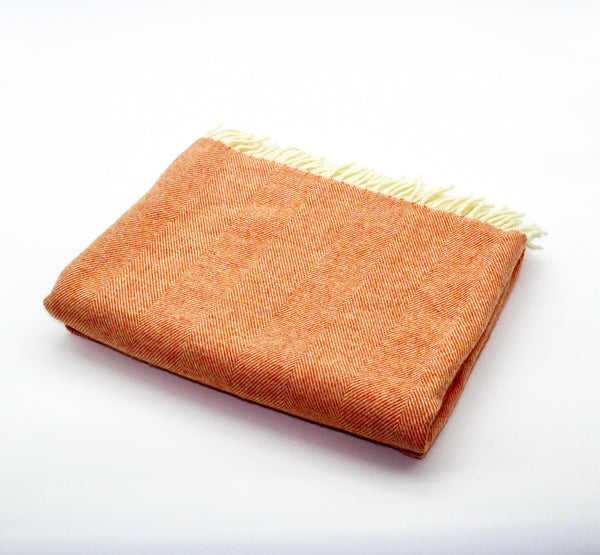Merino Wool Collection Throw in Tangerine
