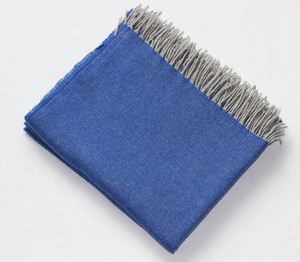 Cashmere Collection Throw Royal Blue/Grey Reverse