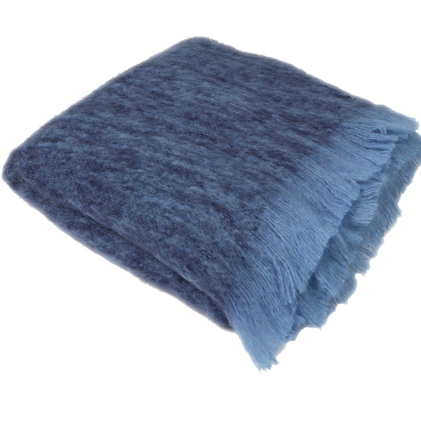XL Luxe Mohair Bed Throw Sapphire/Light Blue